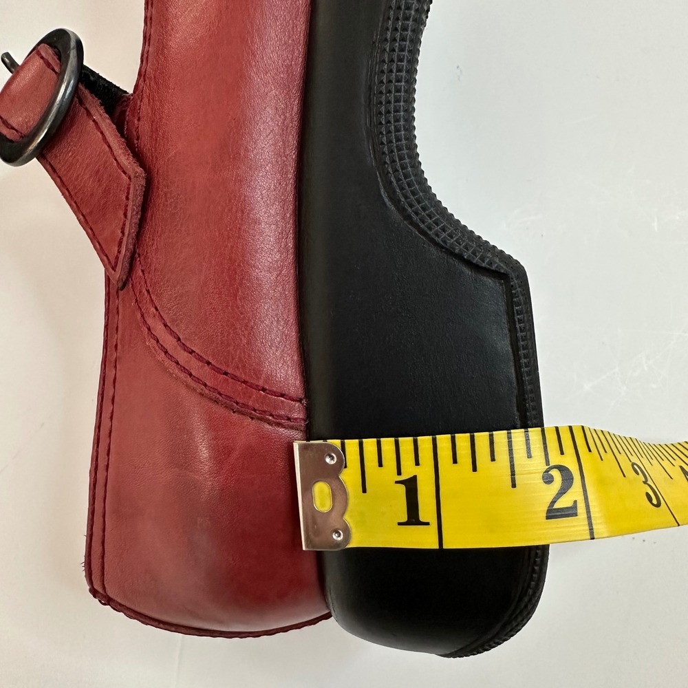 Dansko Mary Jane Chunky Platform Rounded Toe Shoes Red Leather Perforated Buckle - Picture 3 of 15